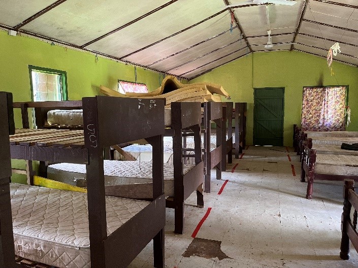 The old mattresses in the boarding dormitory