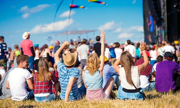 People enjoying an outdoor music festival on the Gold Coast