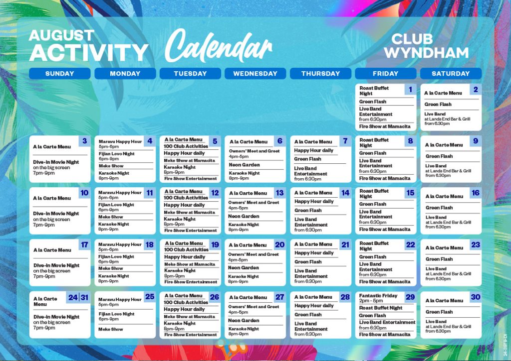 August 2025 Activity Calendar