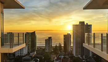 Golden hour sunset at Wyndham Hotel Surfers Paradise.