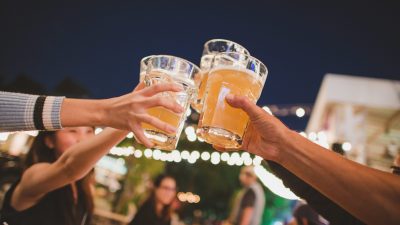 Cheers to the best friends,Group Of Friends Enjoying Evening Drinks,vintage style.